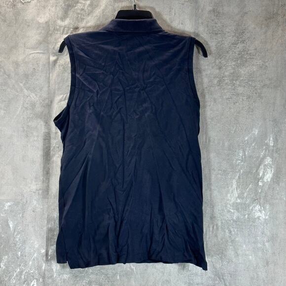 TOMMY HILFIGER Women's Navy Half-Zip Sleeveless Polo Shirt SZ L - Picture 2 of 9